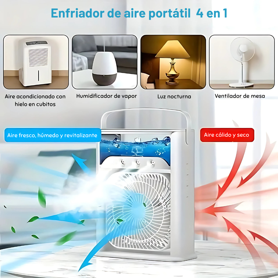 Ventilador De Aire Frio y Humidificador con Luces Led