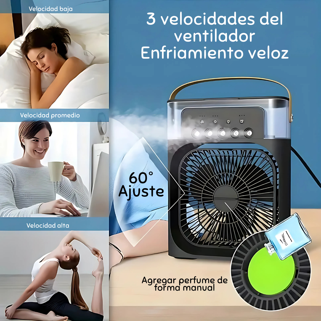 Ventilador De Aire Frio y Humidificador con Luces Led